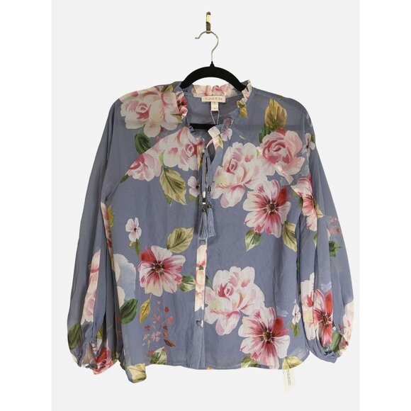 NWT Yumi Kim Blue Floral Blouse Size Small $138 [jb] - Picture 1 of 6